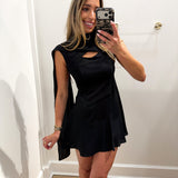 BLACK CHIFFON SCARF DRESS