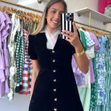 BLACK VELVET BOW VALENTINA DRESS