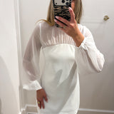 LBK WHITE SHEER PUFF MINI DRESS