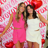 Pink Houndstooth Button Set