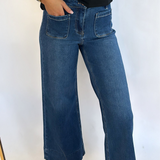 RISEN - DARK HIGH RISE CROP JEANS