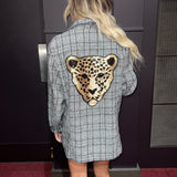 BLACK PLAID SEQUIN CHEETA BLAZER