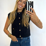 BLACK GOLD BUTTON KNIT VEST
