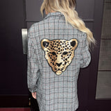 BLACK PLAID SEQUIN CHEETA BLAZER