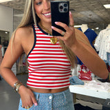 RED WHITE & BLUE STRIPE STRETCHY TANK