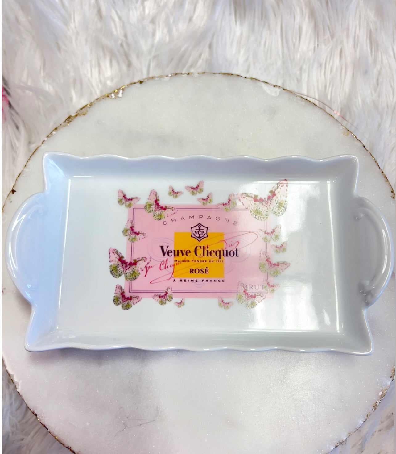 PINK BUTTERFLY VEUVE CLICQUOT TRAY