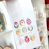 KITCHEN TOWEL HANDPAINTED EASTER EGGS AND CHICKS