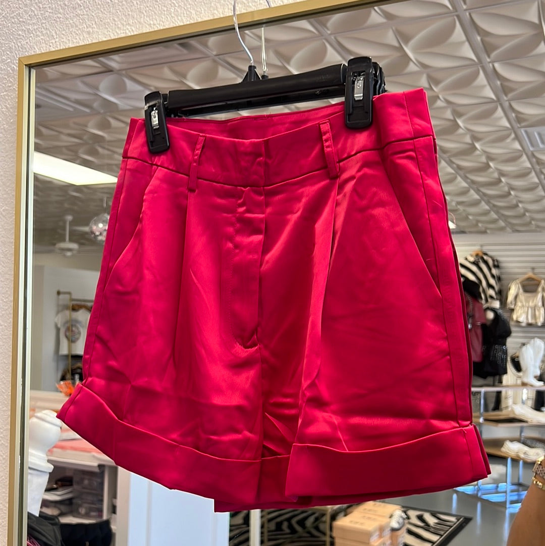 RED BUTTON UP SHORTS