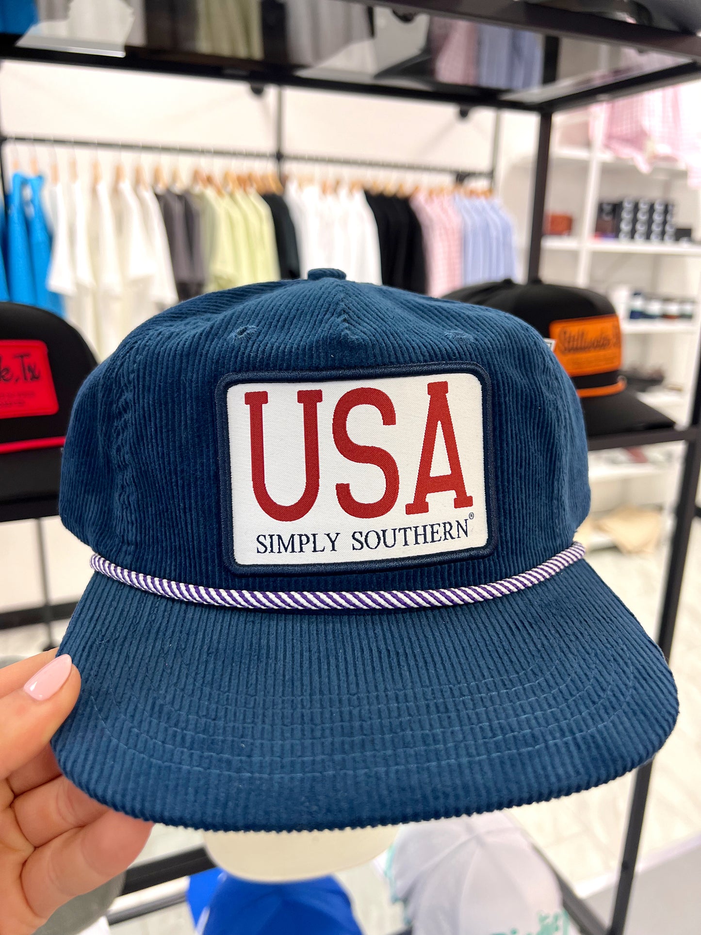 USA NAVY BLUE CORDUROY HAT