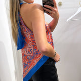 PAISLEY SCARF HALTER TOP