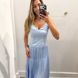 BABY BLUE PLEATED MAXI DRESS