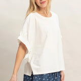 WHITE OVERSIZED CUFF TOP