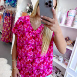 MAGENTA FLORAL MIX BLOUSE