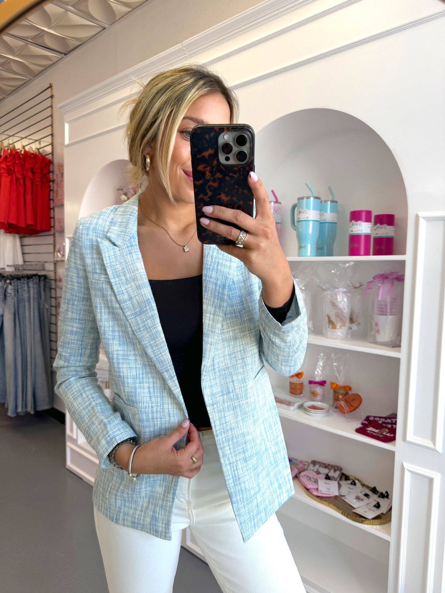 BLUE CHECKERED BLAZER