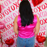 MAGENTA DRAPE BOW DETAIL TOP