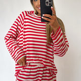 Red & White Striped Lounge Set