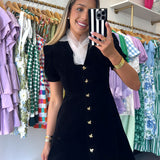 BLACK VELVET BOW VALENTINA DRESS