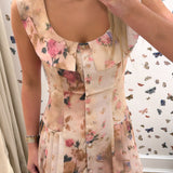 LIGHT PINK FLORAL COLLARED DRESS