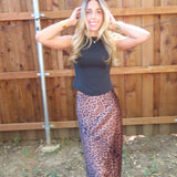Brown Leopard Print Maxi Skirt