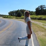 OATMEAL BUTTON UP T SHIRT DRESS