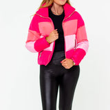 BUDDYLOVE ADDISON SPRINKLES PINK COLOR BLOCK PUFFER JACKET (size small left)