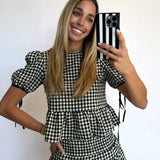 BLACK GINGHAM RUFFLE SET
