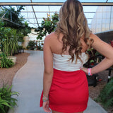 Ivory 3d Rosette Detail Strapless Top