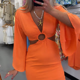 ORANGE CUTOUT DRESS