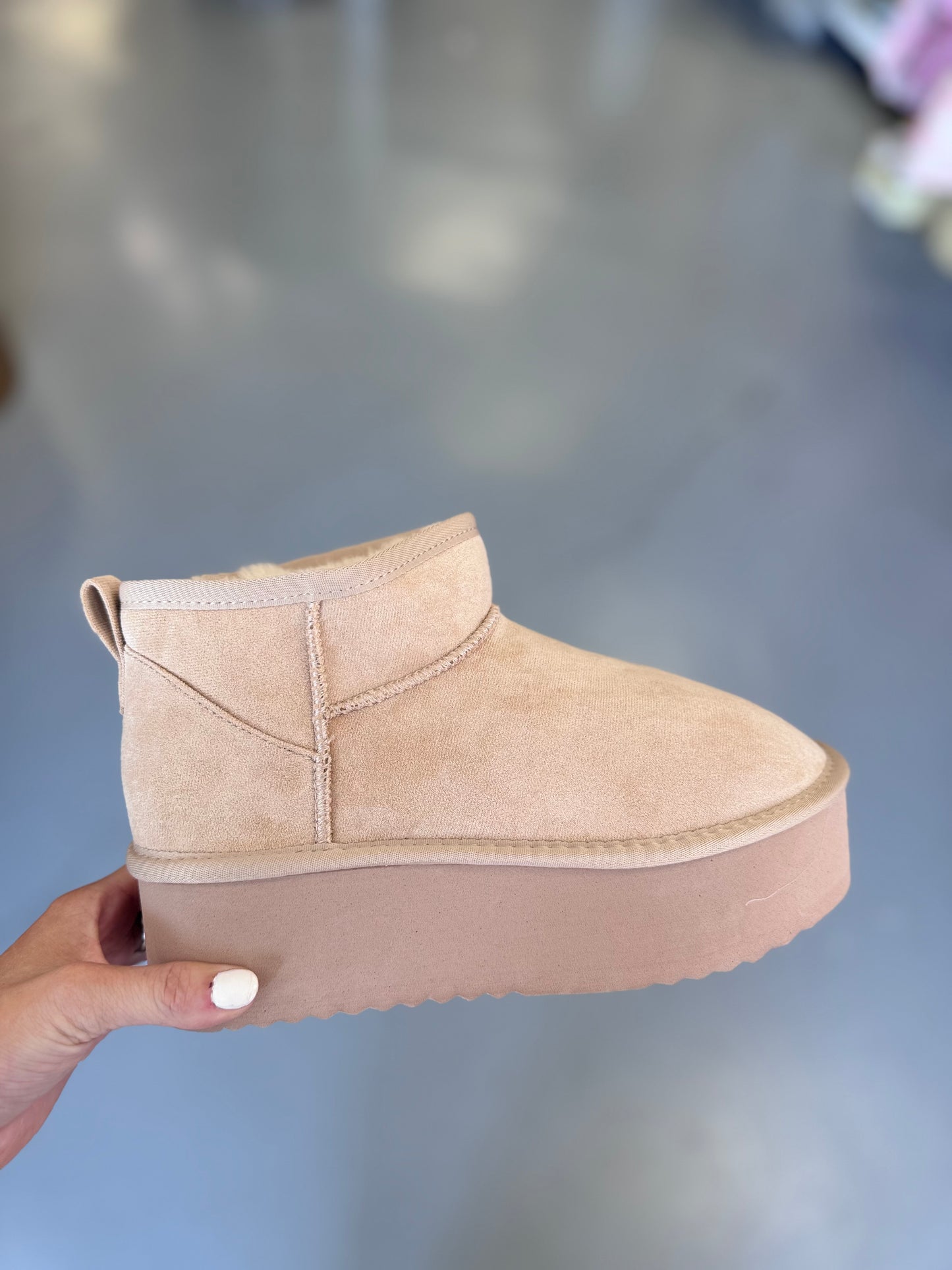 OATMEAL SUEDE PLATFORM BOOT