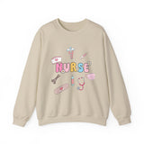 Nurse Medical Icons Crewneck Sweatshirt – Cute Nurse Graphic Pullover