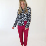 ZEBRA PRINT BUTTON UP BLOUSE