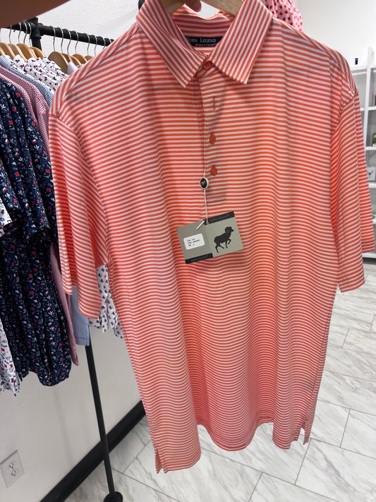 HORN LEGEND ORANGE AND WHITE STRIPED POLO