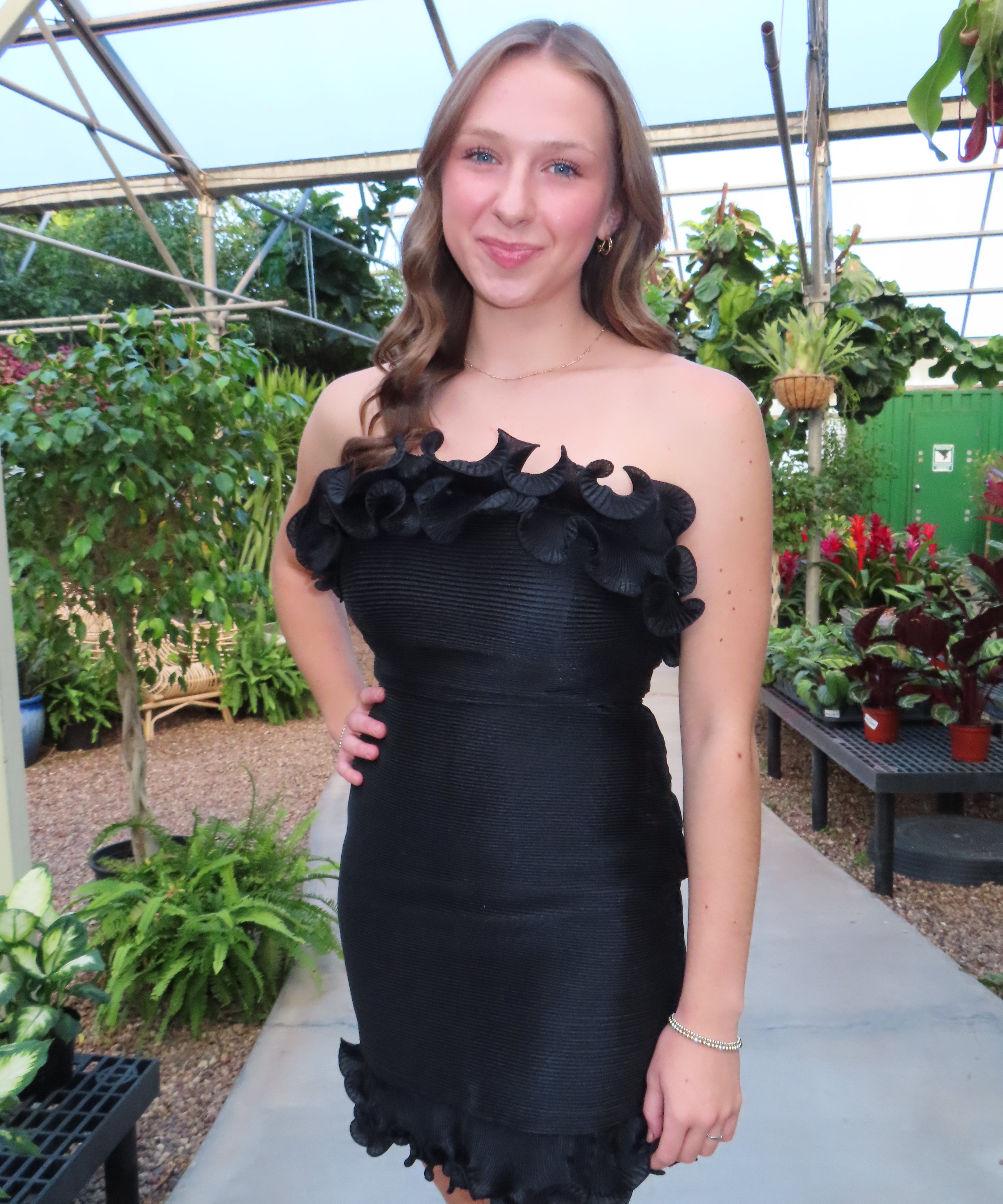 BLACK RUFFLE MINI STRAPLESS DRESS