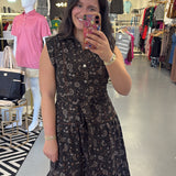 Black Multi Floral Midi Shirt Dress