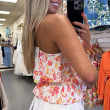 FLORAL PAISLEY ONE SHOULDER TOP
