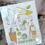 ART PRINT HAND PAINTED RANCH WATER RECIPE