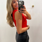 LBK RED BUTTON TOP