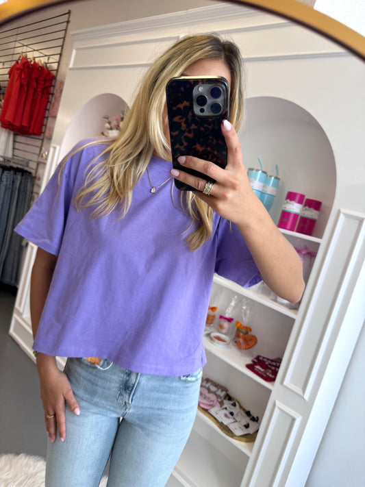 PURPLE BLANK CROP TEE