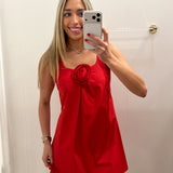LBK RED A LINE 3D ROSE MINI DRESS