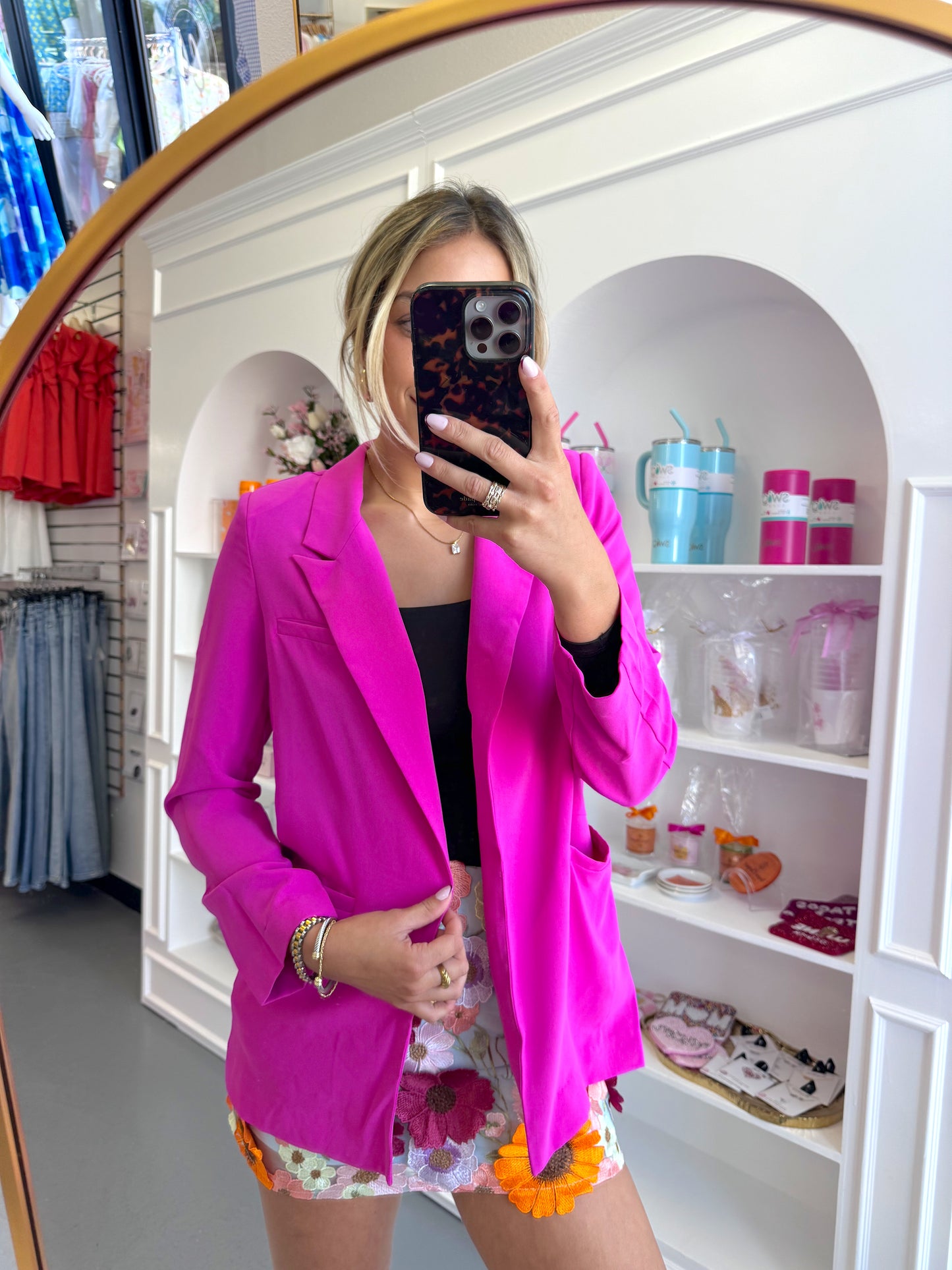 MAGENTA BLAZER TOP