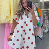 WHITE & RED POLKA DOT DRESS
