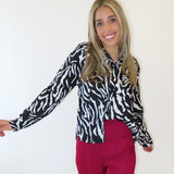 ZEBRA PRINT BUTTON UP BLOUSE