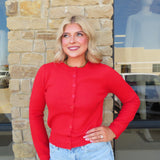RED LONG SLEEVE CARDIGAN
