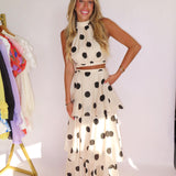 POLKA DOT HALTER TOP + MAXI SKIRT SET