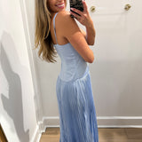 BABY BLUE PLEATED MAXI DRESS