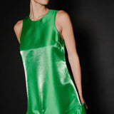 Green Metallic Bow Mini Dress