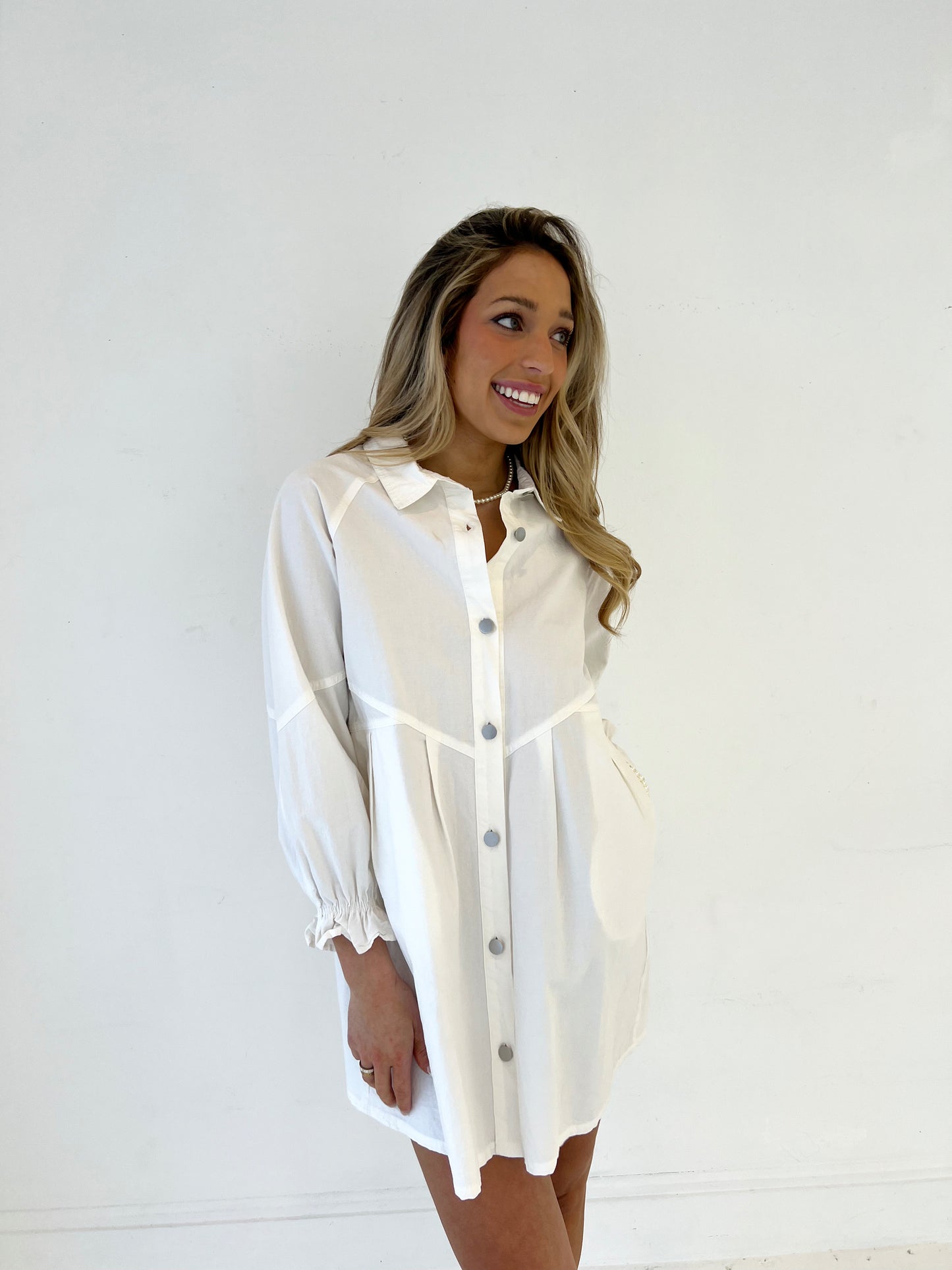 WHITE WASHED DENIM DRESS