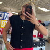 BLACK GOLD BUTTON KNIT VEST