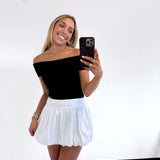 WHITE WAIST BAND BUBBLE SKIRT