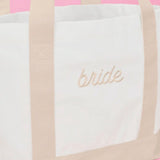 Beige Bride Embroidered Tote Bag